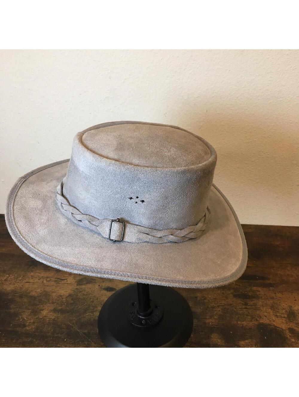 Vintage Overlander Suede Australian Outback Hat — Dusty Stone Gray Never Worn L